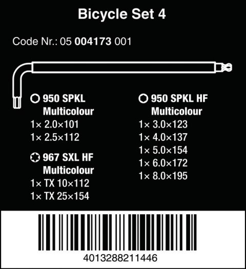 ZESTW KLUCZY TRZPIENIOWYCH BICYCLE SET 4, 9 CZĘŚĆ ZESTW KLUCZY TRZPIENIOWYCH BICYCLE SET 4, 9 CZĘŚĆ