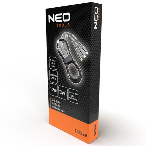 KABEL DO ŁADOWANIA 3W1 1.2M NEO KABEL DO ŁADOWANIA 3W1 1.2M NEO