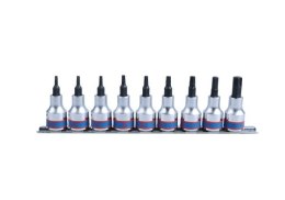 KPL.NASADEK TORX 3/8'' 9 CZĘŚCI T10-T50 SZYNA KING TONY