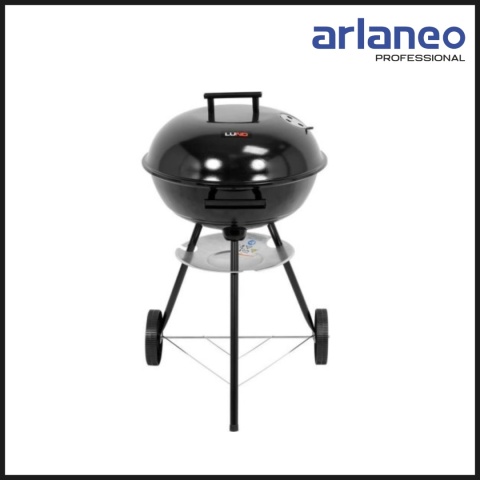 GRILL WĘGLOWY OKRĄGŁY Z POKRYWĄ 41CM | LUND | MOBILNY OGRODOWY