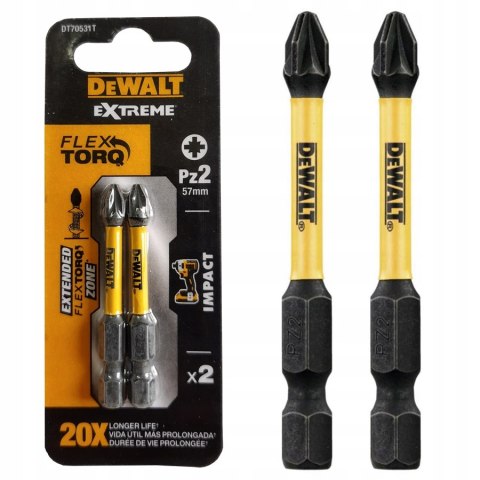 KOŃCÓWKI WKRĘTAKOWE UDAROWE PZ2*50 EXTREME 2SZT DEWALT KOŃCÓWKI WKRĘTAKOWE UDAROWE PZ2*50 EXTREME 2SZT DEWALT