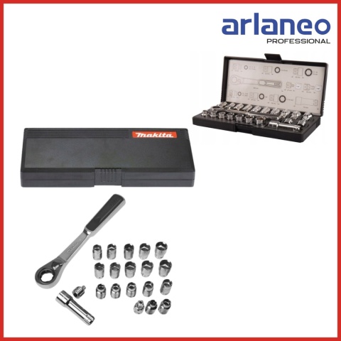 ZESTAW KLUCZY NASADOWYCH MAKITA 1/4", 3/8" – 21 ELEMENTÓW