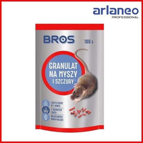 BROS GRANULAT NA MYSZY I SZCZURY 100G – skuteczna trutka na gryzonie BROS GRANULAT NA MYSZY I SZCZURY 100G – skuteczna trutka na gryzonie