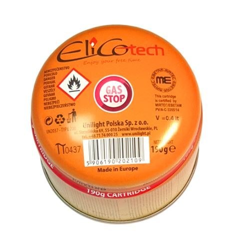 NABÓJ Z GAZEM PROPAN-BUTAN 190G GAS-STOP ELICOTECH #2711 13 ELICO NABÓJ Z GAZEM PROPAN-BUTAN 190G GAS-STOP ELICOTECH #2711 13 ELICO