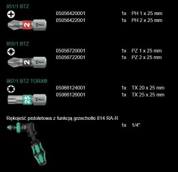 KRAFTFORM KOMPAKT PISTOL RA-R 2, 13 CZĘŚCI WERA