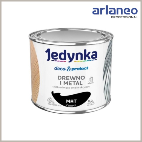 JEDYNKA DECO&PROTECT DREWNO I METAL MAT CZARNY 0,2L JEDYNKA DECO&PROTECT DREWNO I METAL MAT CZARNY 0,2L