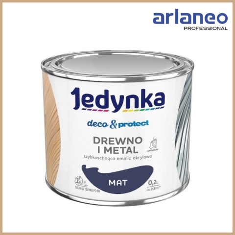 JEDYNKA DECO&PROTECT Drewno i Metal Mat Granatowy 0,2L – szybkoschnąca emalia akrylowa JEDYNKA DECO&PROTECT Drewno i Metal Mat Granatowy 0,2L – szybkoschnąca emalia akrylowa