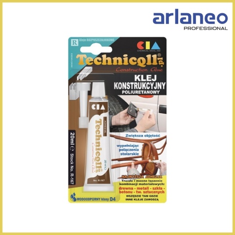 Klej Konstrukcyjny TECHNICQLL 20ml | Wodoodporny | Klasa D4 | Do drewna i montażu Klej Konstrukcyjny TECHNICQLL 20ml | Wodoodporny | Klasa D4 | Do drewna i montażu