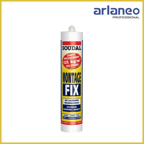 KLEJ MONTAŻOWY SOUDAL MONTAGE FIX 280ML – WYSOKA PRZYCZEPNOŚĆ 125KG/M² KLEJ MONTAŻOWY SOUDAL MONTAGE FIX 280ML – WYSOKA PRZYCZEPNOŚĆ 125KG/M²