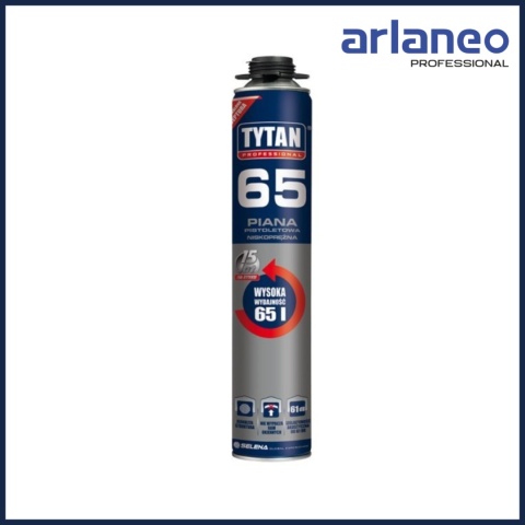 PIANKA PISTOLETOWA TYTAN 65 750ML O2 | NISKOPRĘŻNA, WYSOKOWYDANA, WIELOSEZONOWA PIANKA PISTOLETOWA TYTAN 65 750ML O2 | NISKOPRĘŻNA, WYSOKOWYDANA, WIELOSEZONOWA