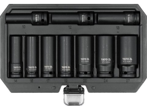 KOMPLET NASADEK UDAROWYCH 1/2'' DŁUGICH 10 SZT. 10-27MM YATO KOMPLET NASADEK UDAROWYCH 1/2'' DŁUGICH 10 SZT. 10-27MM YATO