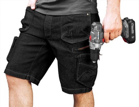 KRÓTKIE SPODENKI ROBOCZE DENIM, CZARNE L NEO KRÓTKIE SPODENKI ROBOCZE DENIM, CZARNE L NEO