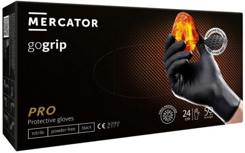 RĘKAWICE NITRYLOWE MERCATOR GO GRIP CZARNE ROZMIAR XXL 50SZT UN RĘKAWICE NITRYLOWE MERCATOR GO GRIP CZARNE ROZMIAR XXL 50SZT UN