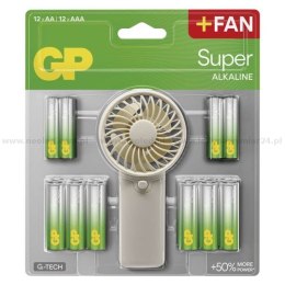 ZESTAW BATERI ALKALINE SUPER 12 SZT AAA + 12 SZT AA +WIATRAK GP BATTERY