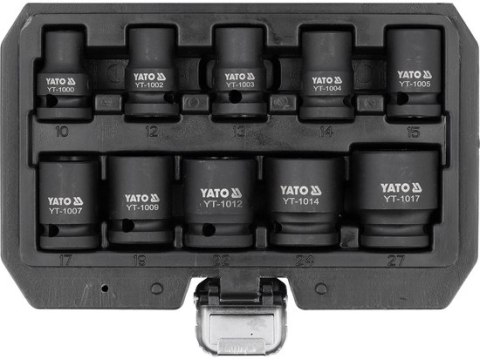 ZESTAW NASADEK UDAROWYCH KRÓTKICH 1/2'' 10 SZT. 10-27 MM YATO ZESTAW NASADEK UDAROWYCH KRÓTKICH 1/2'' 10 SZT. 10-27 MM YATO