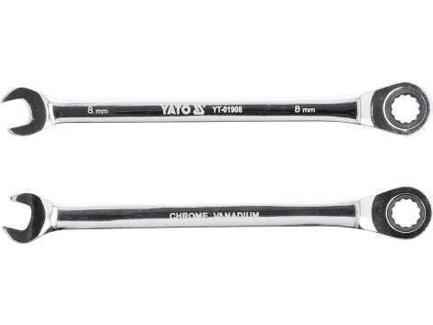 KLUCZ PŁASKO-OCZKOWY Z GRZECHOTKĄ 8MM YATO KLUCZ PŁASKO-OCZKOWY Z GRZECHOTKĄ 8MM YATO