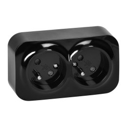 GNIAZDO PODWÓJNE TODO 2*2P+Z IP20, 16A, 230V CZARNE 10 SZT ORNO
