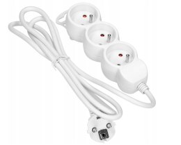 PRZEDŁUŻACZ 3X2P+Z, 1.4M, 3X1MM2 BIAŁY ORNO