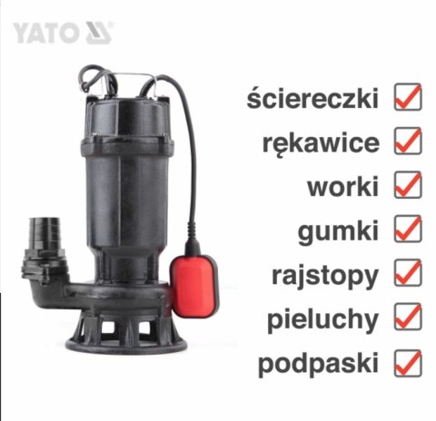 POMPA DO ŚCIEKÓW 750W Z ROZDRABNIACZEM YATO POMPA DO ŚCIEKÓW 750W Z ROZDRABNIACZEM YATO