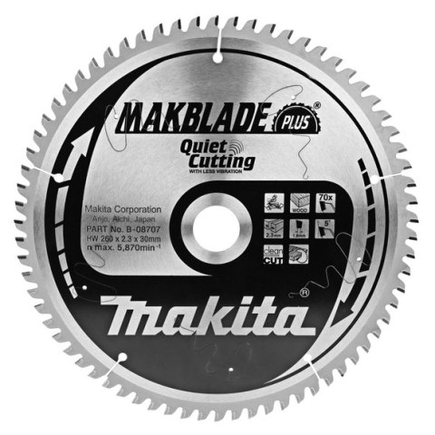 PIŁA SPIEKOWA DO DREWNA 260*30 70Z MAKITA PIŁA SPIEKOWA DO DREWNA 260*30 70Z MAKITA