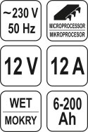 PROSTOWNIK ELEKTRONICZNY 12V 12A 6-200A YATO
