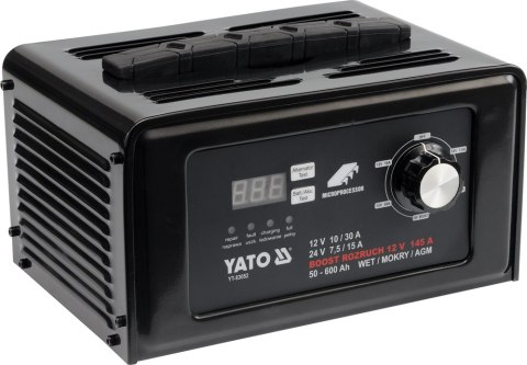 PROSTOWNIK ELEKTRONICZNY Z WSPOMAGANIEM ROZRUCHU 12/24V 30A YATO