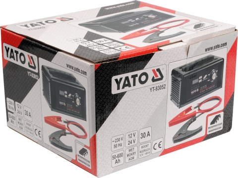 PROSTOWNIK ELEKTRONICZNY Z WSPOMAGANIEM ROZRUCHU 12/24V 30A YATO PROSTOWNIK ELEKTRONICZNY Z WSPOMAGANIEM ROZRUCHU 12/24V 30A YATO