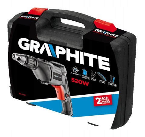 WKRĘTARKA SIECIOWA 520W 0-4500MIN W WALIZCE GRAPHITE WKRĘTARKA SIECIOWA 520W 0-4500MIN W WALIZCE GRAPHITE