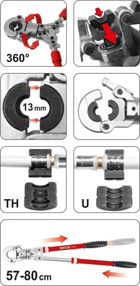 PRASKA HYDRAULICZNA RĘCZNA DO ZACISKANIA ZŁĄCZEK PEX-AL-PEX YATO PRASKA HYDRAULICZNA RĘCZNA DO ZACISKANIA ZŁĄCZEK PEX-AL-PEX YATO