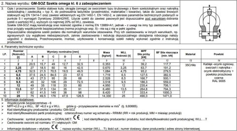 SZEKLA OMEGA Z ZABEZPIECZENIEM KL.6 GM-SOZ 12.0T WLL UN SZEKLA OMEGA Z ZABEZPIECZENIEM KL.6 GM-SOZ 12.0T WLL UN