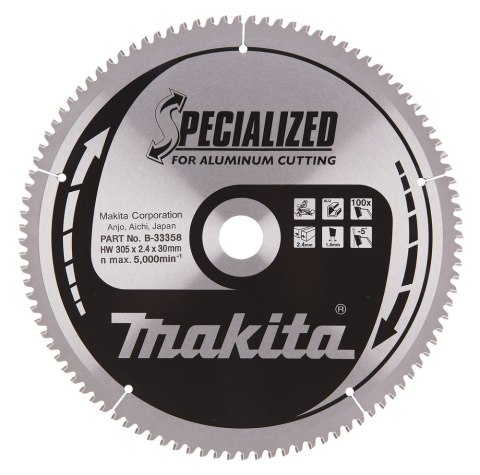 PIŁA SPIEKOWA DO ALUMNIUM SPECJALIZED 305*30 100Z MAKITA PIŁA SPIEKOWA DO ALUMNIUM SPECJALIZED 305*30 100Z MAKITA