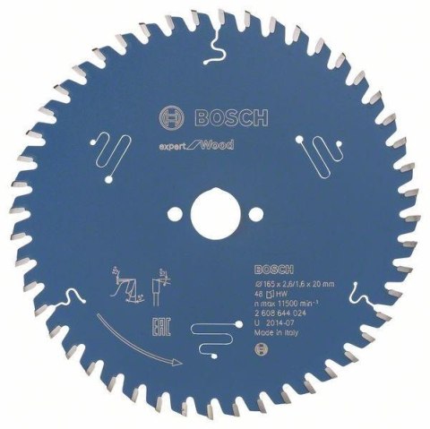 TARCZA PILARSKA EXPERT FOR WOOD 165*20*2.6 MM 48T BOSCH TARCZA PILARSKA EXPERT FOR WOOD 165*20*2.6 MM 48T BOSCH