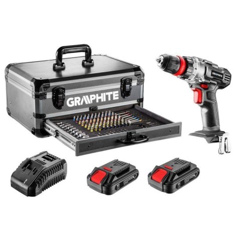 WIERTARKO-WKRĘTARKA 2*18V/2.0AH, 10MM+109 AKCESORIÓW ZESTAW GRAPHITE WIERTARKO-WKRĘTARKA 2*18V/2.0AH, 10MM+109 AKCESORIÓW ZESTAW GRAPHITE
