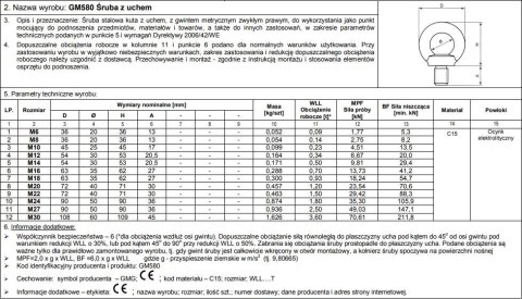 ŚRUBA Z UCHEM OCYNKOWANY DIN580 8*1.25MM ŚRUBA Z UCHEM OCYNKOWANY DIN580 8*1.25MM