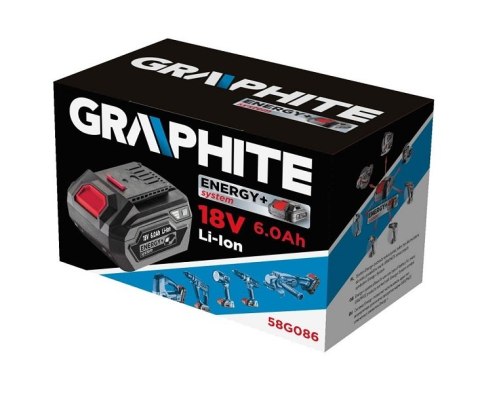 GRAPHITE | AKUMULATOR ENERGY+ 18V 6.0AH | WYDAJNY, INTENSYWNY, BEZPIECZNY GRAPHITE | AKUMULATOR ENERGY+ 18V 6.0AH | WYDAJNY, INTENSYWNY, BEZPIECZNY