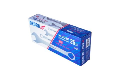 KOMPLET KLUCZY PŁASKO-OCZKOWYCH 25-SZTUK 6-32MM DEDRA KOMPLET KLUCZY PŁASKO-OCZKOWYCH 25-SZTUK 6-32MM DEDRA