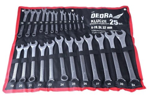 KOMPLET KLUCZY PŁASKO-OCZKOWYCH 25-SZTUK 6-32MM DEDRA KOMPLET KLUCZY PŁASKO-OCZKOWYCH 25-SZTUK 6-32MM DEDRA