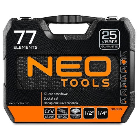 ZESTAW KLUCZY NASADOWYCH 1/4'',1/2'' 77 CZĘŚCI CRV NEO ZESTAW KLUCZY NASADOWYCH 1/4'',1/2'' 77 CZĘŚCI CRV NEO