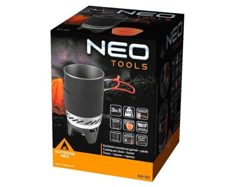 KUCHENKA TURYSTYCZNA 3W1 NEO TOOLS | GARNEK + PALNIK + TALERZ | 2,2 kW | PIEZO KUCHENKA TURYSTYCZNA 3W1 NEO TOOLS | GARNEK + PALNIK + TALERZ | 2,2 kW | PIEZO