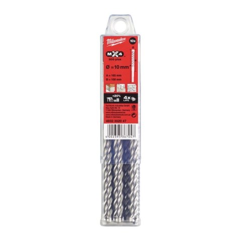 WIERTŁO MX4 SDS+ 10/100*160MM 10 SZT MILWAUKEE WIERTŁO MX4 SDS+ 10/100*160MM 10 SZT MILWAUKEE