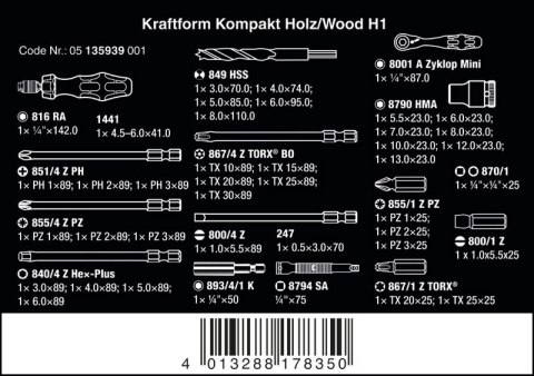 KRAFTFORM KOMPAKT H 1 DO DREWNA, 41 CZĘŚĆ WERA KRAFTFORM KOMPAKT H 1 DO DREWNA, 41 CZĘŚĆ WERA