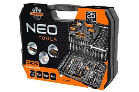 ZESTAW KLUCZY NASADOWYCH 1/2'',3/8'',1/4'' 233 CZĘŚCI NEO ZESTAW KLUCZY NASADOWYCH 1/2'',3/8'',1/4'' 233 CZĘŚCI NEO