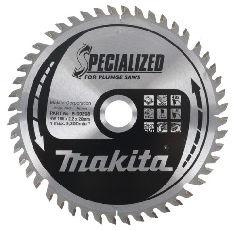 PIŁA SPIEKOWA DO DREWNA 165*20 48Z SPECIALIZED MAKITA PIŁA SPIEKOWA DO DREWNA 165*20 48Z SPECIALIZED MAKITA