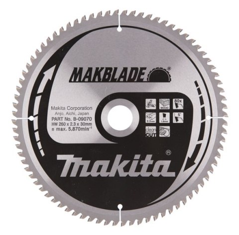 PIŁA SPIEKOWA DO DREWNA 260*30 80Z MAKITA PIŁA SPIEKOWA DO DREWNA 260*30 80Z MAKITA