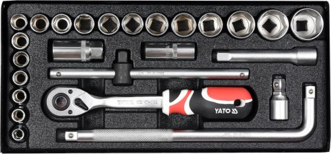 ZESTAW NARZĘDZIOWY 25 CZĘŚCI 1/2'' YATO ZESTAW NARZĘDZIOWY 25 CZĘŚCI 1/2'' YATO