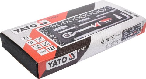 ZESTAW NARZĘDZIOWY 25 CZĘŚCI 1/2'' YATO ZESTAW NARZĘDZIOWY 25 CZĘŚCI 1/2'' YATO