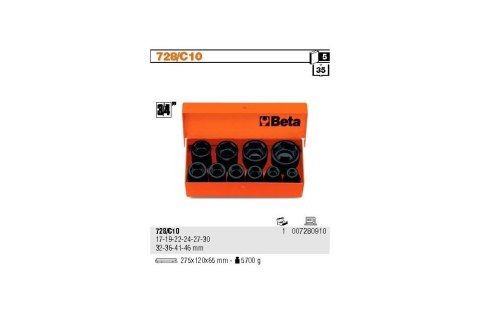 KOMPLET NASADEK UDAROWYCH 17-46MM 10SZT BETA KOMPLET NASADEK UDAROWYCH 17-46MM 10SZT BETA