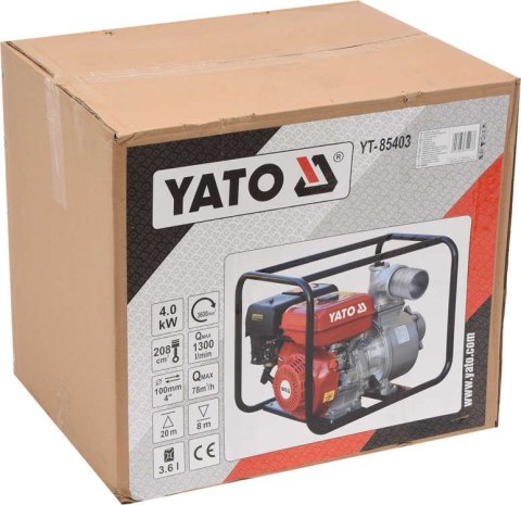 MOTOPOMPA DO WODY SPALINOWA 4'' 5,9HP 96M3/H YATO MOTOPOMPA DO WODY SPALINOWA 4'' 5,9HP 96M3/H YATO