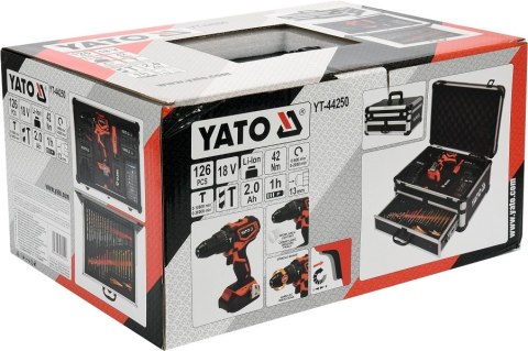 WIERTARKO- WKRĘTARKA BEZSZCZOTKOWA 18V Z AKCESORIAMI 126SZT YATO WIERTARKO- WKRĘTARKA BEZSZCZOTKOWA 18V Z AKCESORIAMI 126SZT YATO