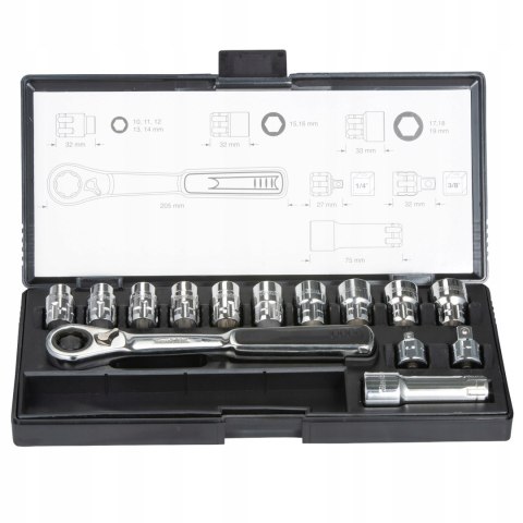 ZESTAW NASADEK + KLUCZ Z ADAPT. 1/4'', 3/8'' 14 EL. MAKITA ZESTAW NASADEK + KLUCZ Z ADAPT. 1/4'', 3/8'' 14 EL. MAKITA